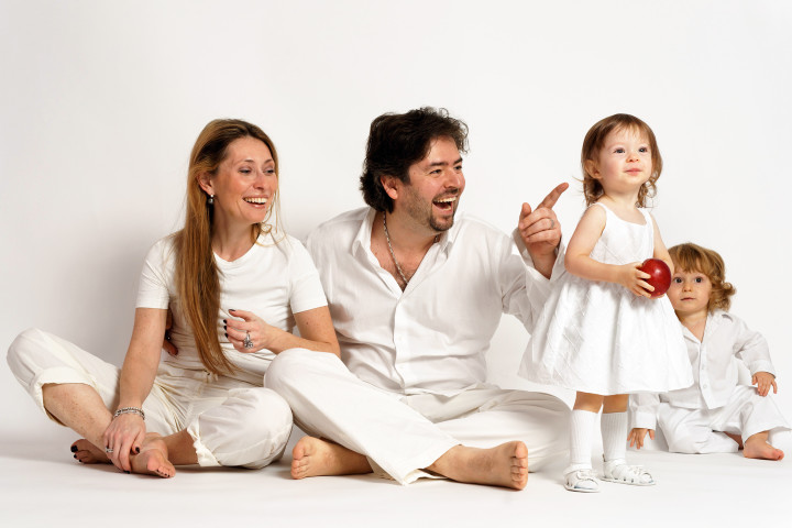 Family on a white background